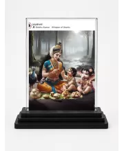 Yashoda And Shree Krishna Acrylic Car Dashboard Showpiece | Double-Sided Yashoda And Shree Krishna Photo Stand | 3 X 4 Inch Photo | Transparent Acrylic Frame With Black Base | Car Dashboard, Office & Table Decor (F71346)