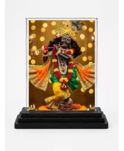 Shree Krishna Acrylic Car Dashboard Showpiece | Double-Sided Shree Krishna Photo Stand | 3 X 4 Inch Photo | Transparent Acrylic Frame With Black Base | Car Dashboard, Office & Table Decor (F71352)