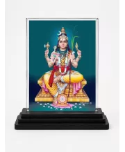 Lord Brahma Acrylic Car Dashboard Showpiece | Double-Sided Lord Brahma Photo Stand | 3 X 4 Inch Photo | Transparent Acrylic Frame With Black Base | Car Dashboard, Office & Table Decor (F71360)