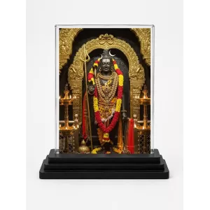 Shiva Acrylic Car Dashboard Showpiece | Double-Sided Shiva Photo Stand | 3 X 4 Inch Photo | Transparent Acrylic Frame With Black Base | Car Dashboard, Office & Table Decor (F71361)