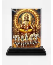 Lord Surya Acrylic Car Dashboard Showpiece | Double-Sided Lord Surya Photo Stand | 3 X 4 Inch Photo | Transparent Acrylic Frame With Black Base | Car Dashboard, Office & Table Decor (F71363)