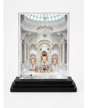 Lord Jagannath Acrylic Car Dashboard Showpiece | Double-Sided Lord Jagannath Photo Stand | 3 X 4 Inch Photo | Transparent Acrylic Frame With Black Base | Car Dashboard, Office & Table Decor (F71366)