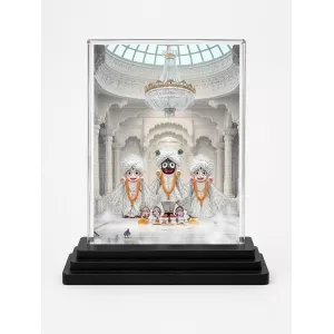 Lord Jagannath Acrylic Car Dashboard Showpiece | Double-Sided Lord Jagannath Photo Stand | 3 X 4 Inch Photo | Transparent Acrylic Frame With Black Base | Car Dashboard, Office & Table Decor (F71366)