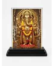 Lord Ganesha Acrylic Car Dashboard Showpiece | Double-Sided Lord Ganesha Photo Stand | 3 X 4 Inch Photo | Transparent Acrylic Frame With Black Base | Car Dashboard, Office & Table Decor (F71367)