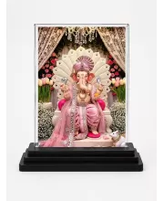 Lord Ganesha Acrylic Car Dashboard Showpiece | Double-Sided Lord Ganesha Photo Stand | 3 X 4 Inch Photo | Transparent Acrylic Frame With Black Base | Car Dashboard, Office & Table Decor (F71372)