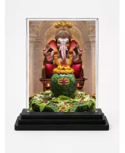 Ganesha Acrylic Car Dashboard Showpiece | Double-Sided Ganesha Photo Stand | 3 X 4 Inch Photo | Transparent Acrylic Frame With Black Base | Car Dashboard, Office & Table Decor (F71373)