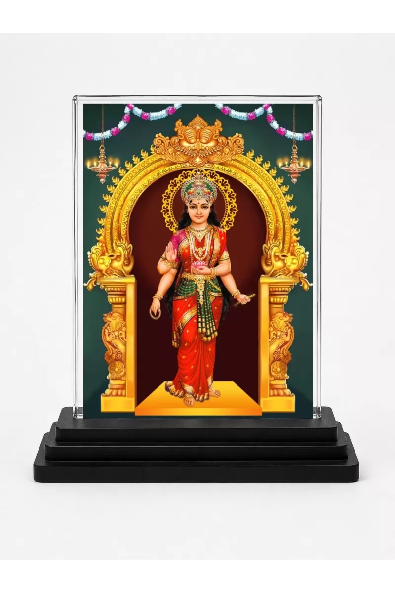 Lord Ganesha Acrylic Car Dashboard Showpiece | Double-Sided Lord Ganesha Photo Stand | 3 X 4 Inch Photo | Transparent Acrylic Frame With Black Base | Car Dashboard, Office & Table Decor (F71380)
