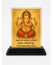 Lord Ganesha Acrylic Car Dashboard Showpiece | Double-Sided Lord Ganesha Photo Stand | 3 X 4 Inch Photo | Transparent Acrylic Frame With Black Base | Car Dashboard, Office & Table Decor (F71382)