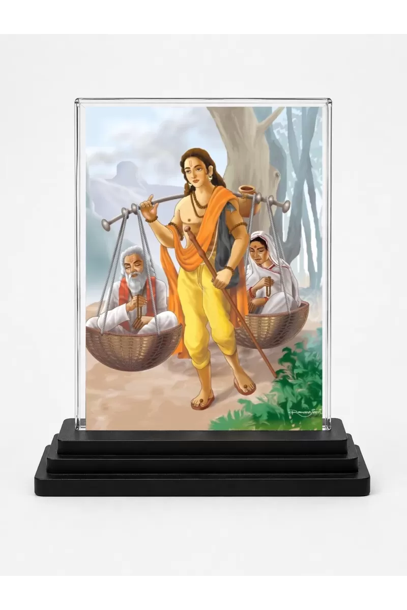 Bhima Acrylic Car Dashboard Showpiece | Double-Sided Bhima Photo Stand | 3 X 4 Inch Photo | Transparent Acrylic Frame With Black Base | Car Dashboard, Office & Table Decor (F71383)