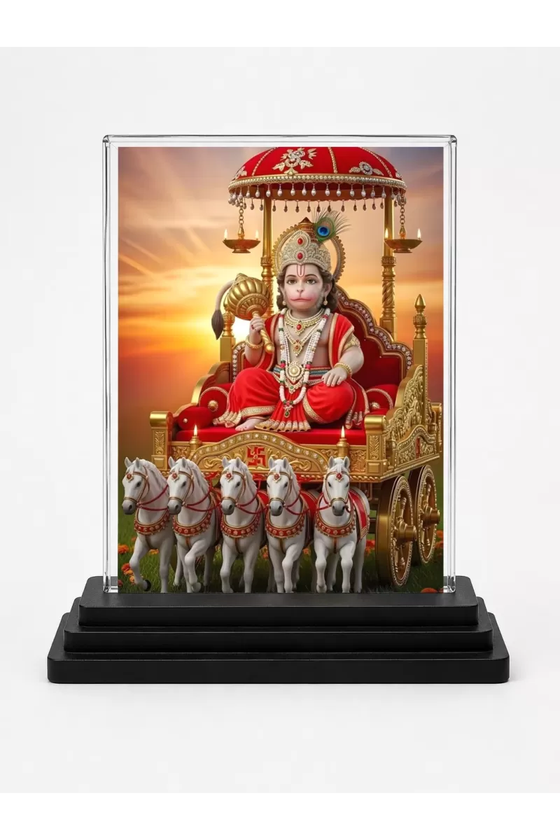 Lord Shree Krishna Acrylic Car Dashboard Showpiece | Double-Sided Lord Shree Krishna Photo Stand | 3 X 4 Inch Photo | Transparent Acrylic Frame With Black Base | Car Dashboard, Office & Table Decor (F71385)