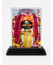 Goddess Kali Acrylic Car Dashboard Showpiece | Double-Sided Goddess Kali Photo Stand | 3 X 4 Inch Photo | Transparent Acrylic Frame With Black Base | Car Dashboard, Office & Table Decor (F71388)