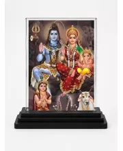 Lord Shiva Acrylic Car Dashboard Showpiece | Double-Sided Lord Shiva Photo Stand | 3 X 4 Inch Photo | Transparent Acrylic Frame With Black Base | Car Dashboard, Office & Table Decor (F71389)