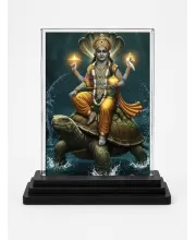 Vishnu Acrylic Car Dashboard Showpiece | Double-Sided Vishnu Photo Stand | 3 X 4 Inch Photo | Transparent Acrylic Frame With Black Base | Car Dashboard, Office & Table Decor (F71390)