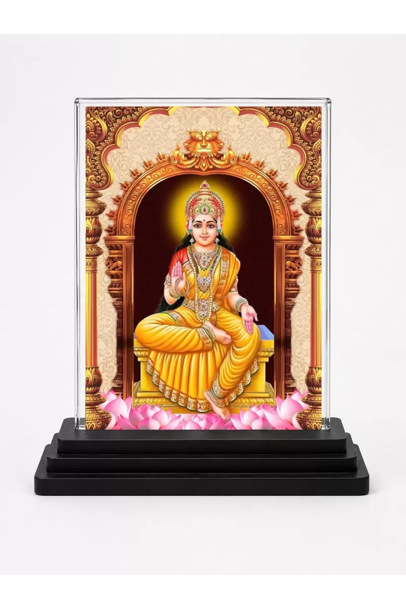 Lord Ganesha Acrylic Car Dashboard Showpiece | Double-Sided Lord Ganesha Photo Stand | 3 X 4 Inch Photo | Transparent Acrylic Frame With Black Base | Car Dashboard, Office & Table Decor (F71391)