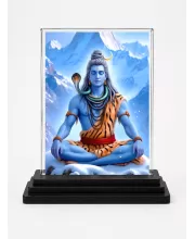 Shiva Acrylic Car Dashboard Showpiece | Double-Sided Shiva Photo Stand | 3 X 4 Inch Photo | Transparent Acrylic Frame With Black Base | Car Dashboard, Office & Table Decor (F71392)