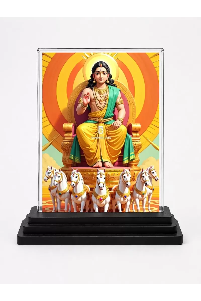 Surya Acrylic Car Dashboard Showpiece | Double-Sided Surya Photo Stand | 3 X 4 Inch Photo | Transparent Acrylic Frame With Black Base | Car Dashboard, Office & Table Decor (F71393)