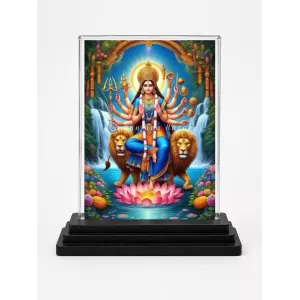 Durga Acrylic Car Dashboard Showpiece | Double-Sided Durga Photo Stand | 3 X 4 Inch Photo | Transparent Acrylic Frame With Black Base | Car Dashboard, Office & Table Decor (F71394) Durga Acrylic Car Dashboard Showpiece | Double-Sided Durga Photo Stand | 3 X 4 Inch Photo | Transparent Acrylic Frame With Black Base | Car Dashboard, Office & Table Decor (F71394)