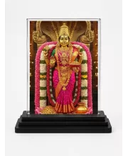 Lakshmi Acrylic Car Dashboard Showpiece | Double-Sided Lakshmi Photo Stand | 3 X 4 Inch Photo | Transparent Acrylic Frame With Black Base | Car Dashboard, Office & Table Decor (F71395)