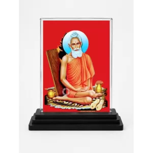 Matsyendra Nath Acrylic Car Dashboard Showpiece | Double-Sided Matsyendra Nath Photo Stand | 3 X 4 Inch Photo | Transparent Acrylic Frame With Black Base | Car Dashboard, Office & Table Decor (F71396)