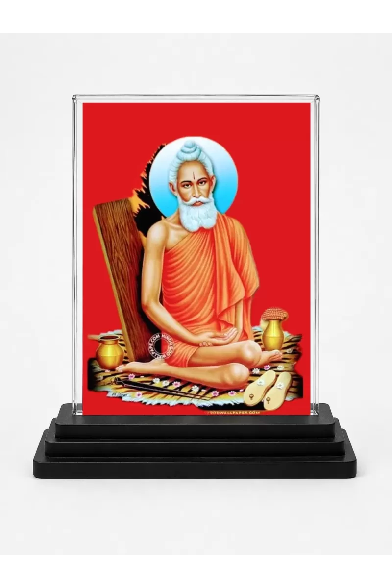 Matsyendra Nath Acrylic Car Dashboard Showpiece | Double-Sided Matsyendra Nath Photo Stand | 3 X 4 Inch Photo | Transparent Acrylic Frame With Black Base | Car Dashboard, Office & Table Decor (F71396)