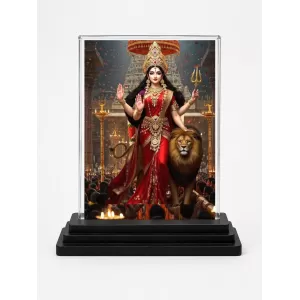 Durga Acrylic Car Dashboard Showpiece | Double-Sided Durga Photo Stand | 3 X 4 Inch Photo | Transparent Acrylic Frame With Black Base | Car Dashboard, Office & Table Decor (F71398) Durga Acrylic Car Dashboard Showpiece | Double-Sided Durga Photo Stand | 3 X 4 Inch Photo | Transparent Acrylic Frame With Black Base | Car Dashboard, Office & Table Decor (F71398)