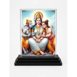 Lord Shiva With Parvati And Lord Ganesha Acrylic Car Dashboard Showpiece | Double-Sided Lord Shiva With Parvati And Lord Ganesha Photo Stand | 3 X 4 Inch Photo | Transparent Acrylic Frame With Black Base | Car Dashboard, Office & Table Decor (F71 Lord Shiva With Parvati And Lord Ganesha Acrylic Car Dashboard Showpiece | Double-Sided Lord Shiva With Parvati And Lord Ganesha Photo Stand | 3 X 4 Inch Photo | Transparent Acrylic Frame With Black Base | Car Dashboard, Office & Table Decor (F71