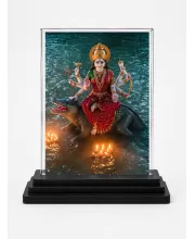 Durga Acrylic Car Dashboard Showpiece | Double-Sided Durga Photo Stand | 3 X 4 Inch Photo | Transparent Acrylic Frame With Black Base | Car Dashboard, Office & Table Decor (F71404)