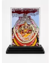 Lord Ganesha Acrylic Car Dashboard Showpiece | Double-Sided Lord Ganesha Photo Stand | 3 X 4 Inch Photo | Transparent Acrylic Frame With Black Base | Car Dashboard, Office & Table Decor (F71417)