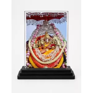 Lord Ganesha Acrylic Car Dashboard Showpiece | Double-Sided Lord Ganesha Photo Stand | 3 X 4 Inch Photo | Transparent Acrylic Frame With Black Base | Car Dashboard, Office & Table Decor (F71417)