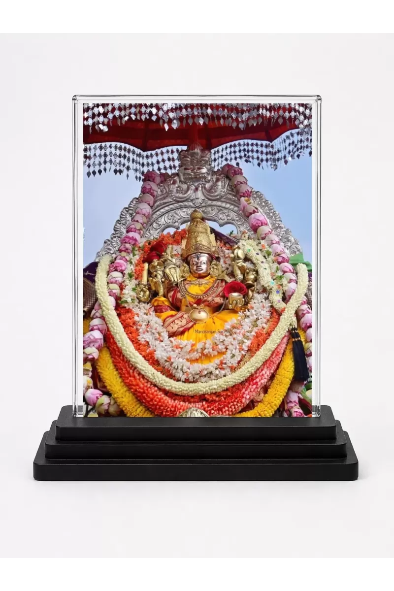 Lord Ganesha Acrylic Car Dashboard Showpiece | Double-Sided Lord Ganesha Photo Stand | 3 X 4 Inch Photo | Transparent Acrylic Frame With Black Base | Car Dashboard, Office & Table Decor (F71417)