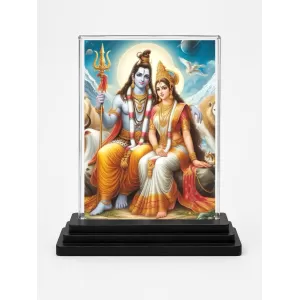 Lord Shiva And Parvati Acrylic Car Dashboard Showpiece | Double-Sided Lord Shiva And Parvati Photo Stand | 3 X 4 Inch Photo | Transparent Acrylic Frame With Black Base | Car Dashboard, Office & Table Decor (F71418) Lord Shiva And Parvati Acrylic Car Dashboard Showpiece | Double-Sided Lord Shiva And Parvati Photo Stand | 3 X 4 Inch Photo | Transparent Acrylic Frame With Black Base | Car Dashboard, Office & Table Decor (F71418)