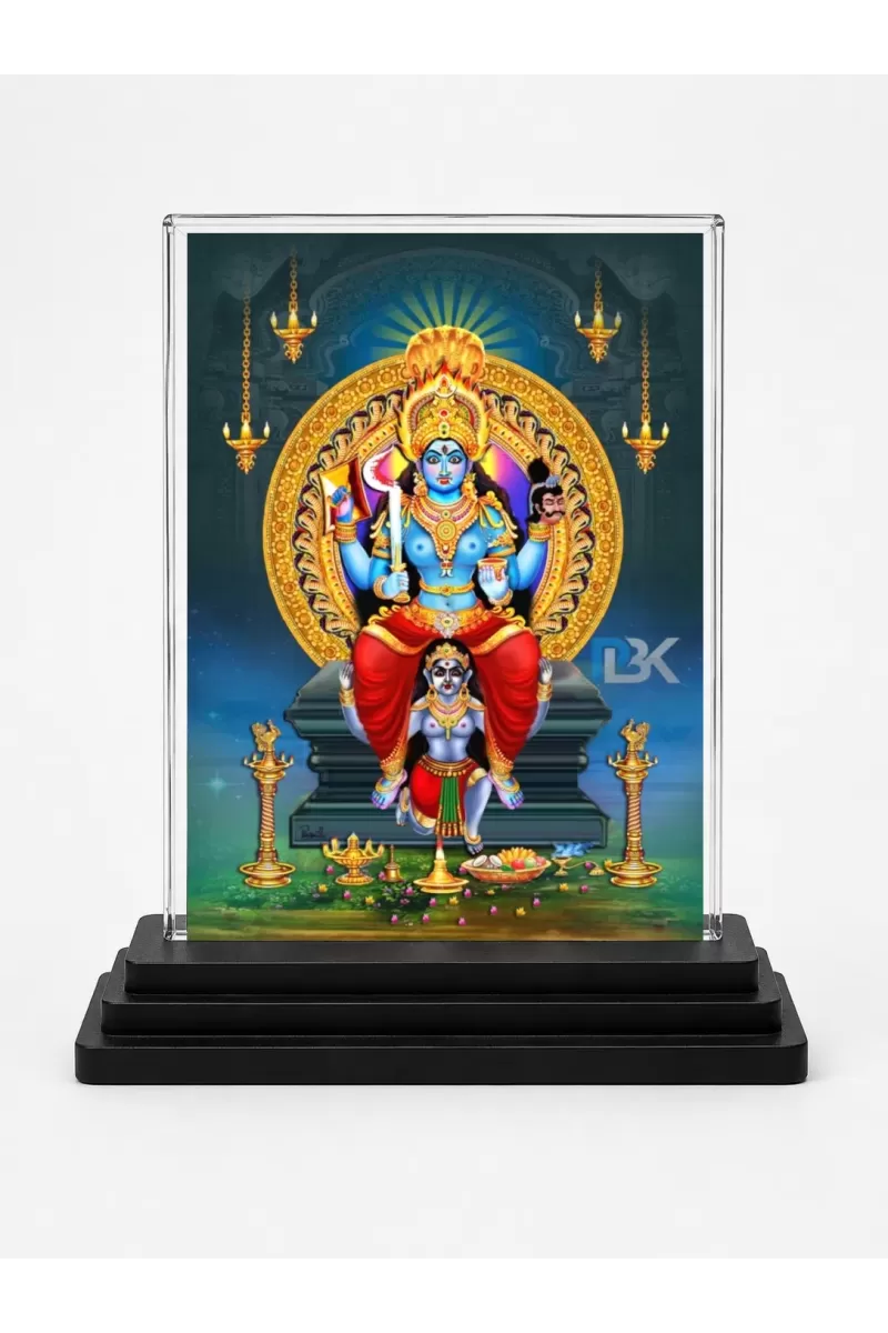 Lord Vishnu Acrylic Car Dashboard Showpiece | Double-Sided Lord Vishnu Photo Stand | 3 X 4 Inch Photo | Transparent Acrylic Frame With Black Base | Car Dashboard, Office & Table Decor (F71421)