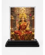 Maa Lakshmi Acrylic Car Dashboard Showpiece | Double-Sided Maa Lakshmi Photo Stand | 3 X 4 Inch Photo | Transparent Acrylic Frame With Black Base | Car Dashboard, Office & Table Decor (F71422)