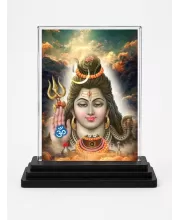 Shiva Acrylic Car Dashboard Showpiece | Double-Sided Shiva Photo Stand | 3 X 4 Inch Photo | Transparent Acrylic Frame With Black Base | Car Dashboard, Office & Table Decor (F71427)
