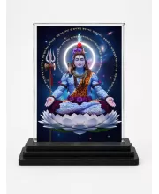 Shiva Acrylic Car Dashboard Showpiece | Double-Sided Shiva Photo Stand | 3 X 4 Inch Photo | Transparent Acrylic Frame With Black Base | Car Dashboard, Office & Table Decor (F71428)