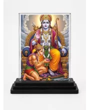 Rama Acrylic Car Dashboard Showpiece | Double-Sided Rama Photo Stand | 3 X 4 Inch Photo | Transparent Acrylic Frame With Black Base | Car Dashboard, Office & Table Decor (F71432)