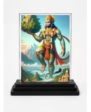 Hanuman Acrylic Car Dashboard Showpiece | Double-Sided Hanuman Photo Stand | 3 X 4 Inch Photo | Transparent Acrylic Frame With Black Base | Car Dashboard, Office & Table Decor (F71433)