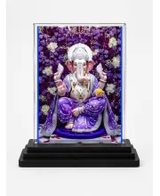 Lord Ganesha Acrylic Car Dashboard Showpiece | Double-Sided Lord Ganesha Photo Stand | 3 X 4 Inch Photo | Transparent Acrylic Frame With Black Base | Car Dashboard, Office & Table Decor (F71435)
