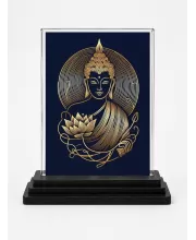 Buddha Acrylic Car Dashboard Showpiece | Double-Sided Buddha Photo Stand | 3 X 4 Inch Photo | Transparent Acrylic Frame With Black Base | Car Dashboard, Office & Table Decor (F71437)
