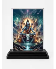 Shiva Acrylic Car Dashboard Showpiece | Double-Sided Shiva Photo Stand | 3 X 4 Inch Photo | Transparent Acrylic Frame With Black Base | Car Dashboard, Office & Table Decor (F71439)