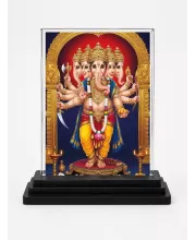 Ganesha Acrylic Car Dashboard Showpiece | Double-Sided Ganesha Photo Stand | 3 X 4 Inch Photo | Transparent Acrylic Frame With Black Base | Car Dashboard, Office & Table Decor (F71444)