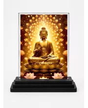 Gautama Buddha Acrylic Car Dashboard Showpiece | Double-Sided Gautama Buddha Photo Stand | 3 X 4 Inch Photo | Transparent Acrylic Frame With Black Base | Car Dashboard, Office & Table Decor (F71446)