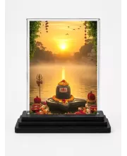 Shiva Acrylic Car Dashboard Showpiece | Double-Sided Shiva Photo Stand | 3 X 4 Inch Photo | Transparent Acrylic Frame With Black Base | Car Dashboard, Office & Table Decor (F71448)