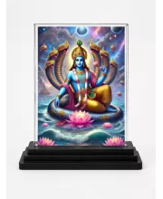 Lord Ganesha Acrylic Car Dashboard Showpiece | Double-Sided Lord Ganesha Photo Stand | 3 X 4 Inch Photo | Transparent Acrylic Frame With Black Base | Car Dashboard, Office & Table Decor (F71449)