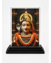 Lord Shiva Acrylic Car Dashboard Showpiece | Double-Sided Lord Shiva Photo Stand | 3 X 4 Inch Photo | Transparent Acrylic Frame With Black Base | Car Dashboard, Office & Table Decor (F71451)