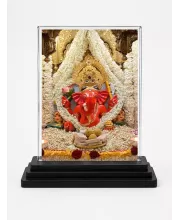 Lord Ganesha Acrylic Car Dashboard Showpiece | Double-Sided Lord Ganesha Photo Stand | 3 X 4 Inch Photo | Transparent Acrylic Frame With Black Base | Car Dashboard, Office & Table Decor (F71452)