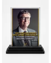 Bill Gates Acrylic Car Dashboard Showpiece | Double-Sided Bill Gates Photo Stand | 3 X 4 Inch Photo | Transparent Acrylic Frame With Black Base | Car Dashboard, Office & Table Decor (F71453)