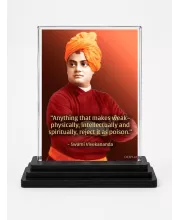 Swami Vivekananda Acrylic Car Dashboard Showpiece | Double-Sided Swami Vivekananda Photo Stand | 3 X 4 Inch Photo | Transparent Acrylic Frame With Black Base | Car Dashboard, Office & Table Decor (F71454)