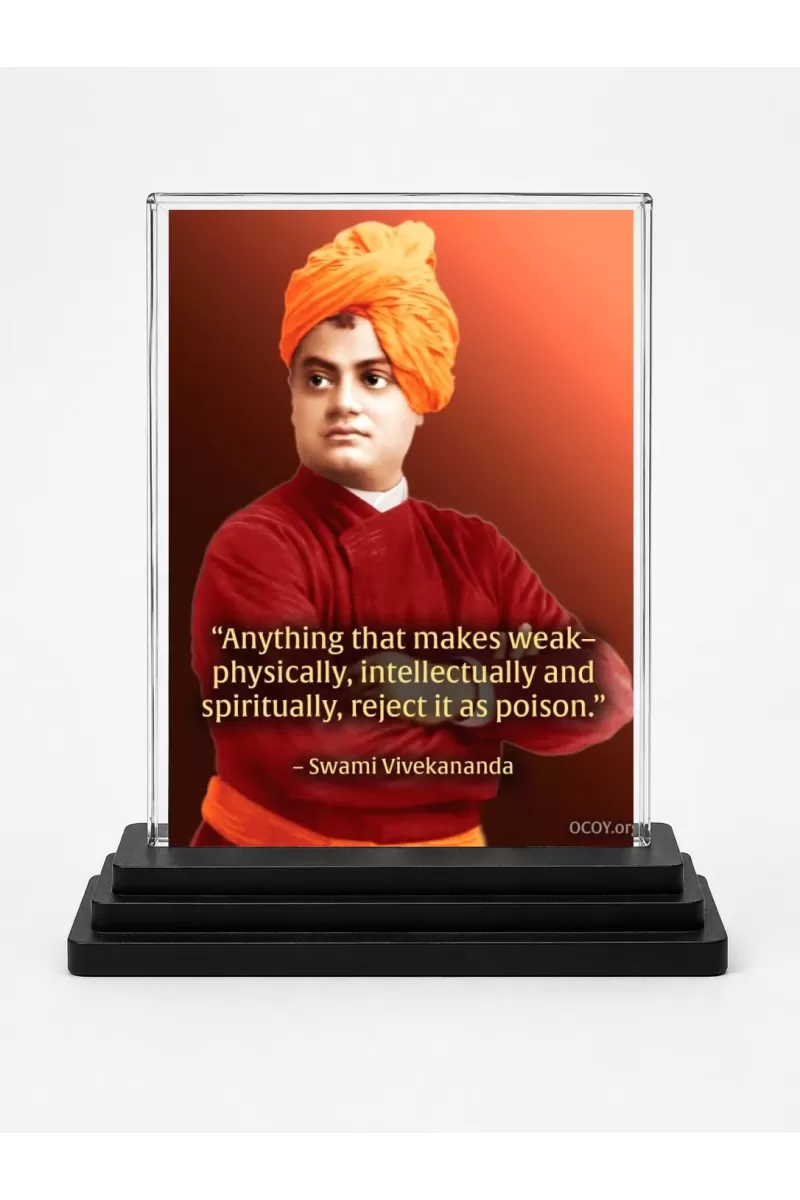 Swami Vivekananda Acrylic Car Dashboard Showpiece | Double-Sided Swami Vivekananda Photo Stand | 3 X 4 Inch Photo | Transparent Acrylic Frame With Black Base | Car Dashboard, Office & Table Decor (F71454)