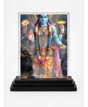 Vishnu Acrylic Car Dashboard Showpiece | Double-Sided Vishnu Photo Stand | 3 X 4 Inch Photo | Transparent Acrylic Frame With Black Base | Car Dashboard, Office & Table Decor (F71458)